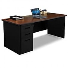 Marvel Pronto 72W x 30D Single Full Pedestal Desk, Mahogany, Black (762805300739)