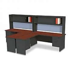 Marvel Pronto 72W x 30D 2 Person 'L' Desks with Return and Pedestal Mahogany, Dark Neutral, Basin (762805302610)