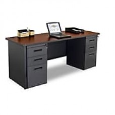 Marvel Pronto 72W x 24D Double Full Pedestal Desk, Mahogany, Dark Neutral (762805256920)