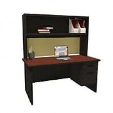 Marvel Pronto 60"W x 30"D Single File Desk with Storage Shelf, Mahogany, Black, Palmetto (762805302344)