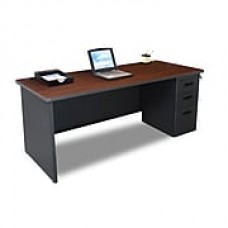 Marvel Pronto 72W x 36D Single Full Pedestal Desk, Mahogany, Dark Neutral (762805300838)