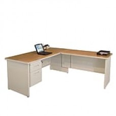 Marvel Pronto 72W x 78D 'L' Desk with Return and Pedestal Oak, Putty (762805302153)