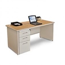 Marvel Pronto 60W x 30D Single Full Pedestal Desk, Oak, Putty (762805300609)