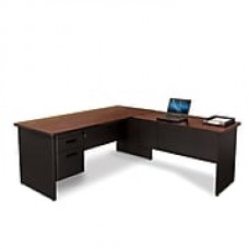 Marvel Pronto 72W x 78D 'L' Desk with Return and Pedestal Mahogany, Dark Neutral (762805302146)