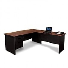 Marvel Pronto 72W x 78D 'L' Desk with Return and Pedestal Mahogany, Black (762805302122)