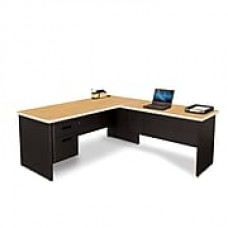 Marvel Pronto 72W x 78D 'L' Desk with Return and Pedestal Oak, Black (762805302139)