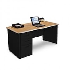 Marvel Pronto 60W x 30D Single Full Pedestal Desk, Oak, Black (762805300586)