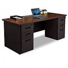 Marvel Pronto 72W x 30D Double Full Pedestal Desk, Mahogany, Dark Neutral (762805300715)