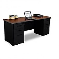 Marvel Pronto 72W x 24D Double Full Pedestal Desk, Mahogany, Black (762805256906)