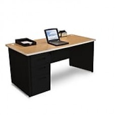 Marvel Pronto 66W x 30D Single Full Pedestal Desk, Oak, Black (762805300661)