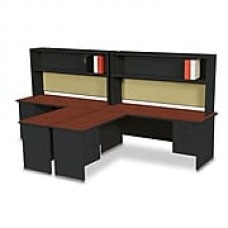 Marvel Pronto 72W x 30D 2 Person 'L' Desks with Return and Pedestal Mahogany, Black, Palmetto (762805302504)