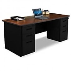 Marvel Pronto 72W x 30D Double Full Pedestal Desk, Mahogany, Black (762805300692)