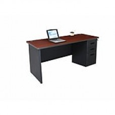 Marvel Pronto 60W x 24D Single Full Pedestal Desk, Mahogany, Dark Neutral (762805256883)