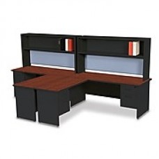 Marvel Pronto 72W x 30D 2 Person 'L' Desks with Return and Pedestal Oak, Black, Windblown (762805302535)