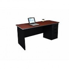 Marvel Pronto 60W x 24D Single Full Pedestal Desk, Mahogany, Black (762805256869)