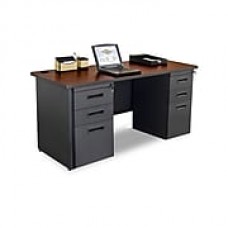 Marvel Pronto 60W x 24D Double Full Pedestal Desk, Mahogany, Dark Neutral (762805256845)