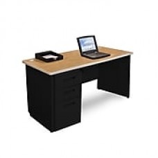 Marvel Pronto 48W x 30D Single Full Pedestal Desk, Oak, Black (762805300500)