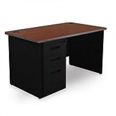 Marvel Pronto 48W x 30D Single Full Pedestal Desk, Mahogany, Black (762805300494)