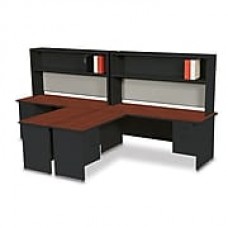 Marvel Pronto 72W x 30D 2 Person 'L' Desks with Return and Pedestal Mahogany, Black, Windblown (762805302528)