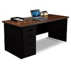 Marvel Pronto 66W x 30D Single Full Pedestal Desk, Mahogany, Black (762805300654)