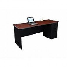 Marvel Pronto 72W x 24D Single Full Pedestal Desk, Mahogany, Black (762805256944)