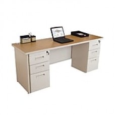 Marvel Pronto 72W x 24D Double Full Pedestal Desk, Oak, Putty (762805256937)