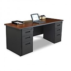 Marvel Pronto 72W x 36D Double Full Pedestal Desk, Mahogany, Dark Neutral (762805300791)