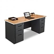 Marvel Pronto 72W x 36D Double Full Pedestal Desk, Oak, Putty (762805300807)