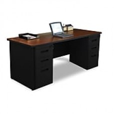 Marvel Pronto 72W x 36D Double Full Pedestal Desk, Mahogany, Black (762805300777)