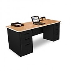 Marvel Pronto 72W x 30D Double Full Pedestal Desk, Oak, Black (762805300708)