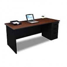 Marvel Pronto 72W x 36D Single Full Pedestal Desk, Mahogany, Black (762805300814)