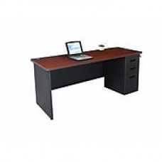 Marvel Pronto 72W x 24D Single Full Pedestal Desk, Mahogany, Dark Neutral (762805256968)