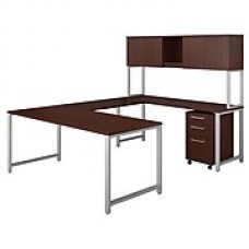 Bush Business Furniture 400 Series 72W x 30D U Shaped Table Desk with Hutch and 3 Drawer Mobile File, Harvest Cherry (400S160CS)