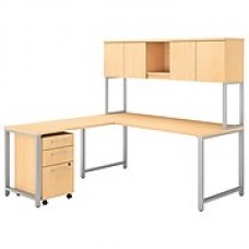 Bush Business Furniture 400 Series 72W L Shaped Desk with Hutch, 42W Return and 3 Drawer Mobile File, Natural Maple (400S181AC)