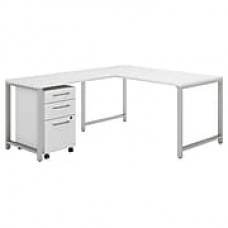 Bush Business Furniture 400 Series 60"W x 30"D L Shaped Desk with 42"W Return and Mobile File Cabinet, White (400S130WH)