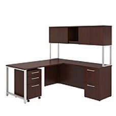 Bush Business Furniture 400 Series 72"W x 22"D L Shaped Desk with Hutch, 48"W Return and Storage, Harvest Cherry (400S127CS)