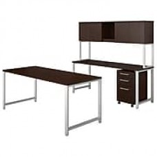 Bush Business Furniture 400 Series 72W x 30D Table Desk with Credenza, Hutch and 3 Drawer Mobile File, Mocha Cherry (400S169MR)