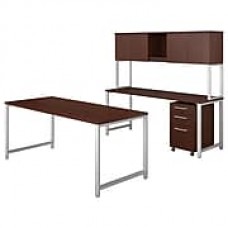 Bush Business Furniture 400 Series 72"W x 30"D Table Desk with Credenza, Hutch and Mobile File, Harvest Cherry (400S169CS)