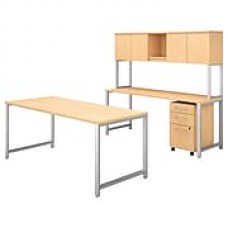 Bush Business Furniture 400 Series 72"W Table Desk with Credenza, Hutch and Mobile File Cabinet, Natural Maple (400S169AC)