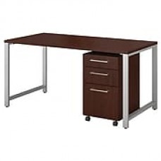 Bush Business Furniture 400 Series 60"W x 30"D Table Desk with 3 Drawer Mobile File Cabinet, Harvest Cherry (400S150CS)