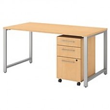 Bush Business Furniture 400 Series 60"W x 30"D Table Desk with 3 Drawer Mobile File Cabinet, Natural Maple (400S150AC)