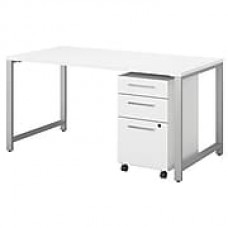 Bush Business Furniture 400 Series 60"W x 30"D Table Desk with 3 Drawer Mobile File Cabinet, White (400S150WH)