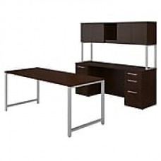 Bush Business Furniture 400 Series 72"W x 30"D Table Desk, Credenza with File Drawers and Hutch, Mocha Cherry (400S137MR)