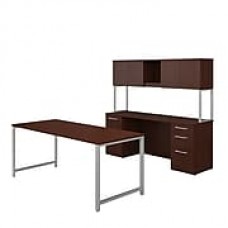 Bush Business Furniture 400 Series 72"W x 30"D Table Desk, Credenza with File Drawers and Hutch, Harvest Cherry (400S137CS)