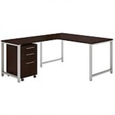 Bush Business Furniture 400 Series 60"W x 30"D L Shaped Desk with 42"W Return and 3 Drawer Mobile File, Mocha Cherry (400S130MR)