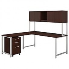 Bush Business Furniture 400 Series 72"W x 30"D L Shaped Desk with Hutch, 42"W Return and Mobile File, Harvest Cherry (400S181CS)