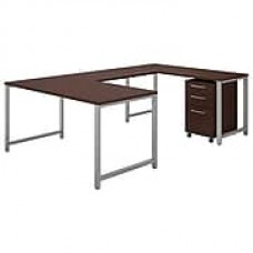 Bush Business Furniture 400 Series 60"W x 30"D U Shaped Table Desk with 3 Drawer Mobile File Cabinet, Harvest Cherry (400S161CS)