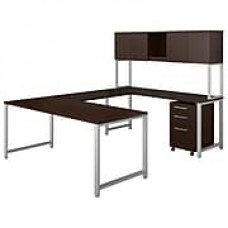 Bush Business Furniture 400 Series 72"W x 30"D U Shaped Table Desk with Hutch and 3 Drawer Mobile File, Mocha Cherry (400S160MR)