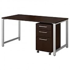 Bush Business Furniture 400 Series 60"W x 30"D Table Desk with 3 Drawer Mobile File Cabinet, Mocha Cherry (400S150MR)