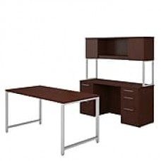 Bush Business Furniture 400 Series 60"W x 30"D Table Desk, Credenza with File Drawers and Hutch, Harvest Cherry (400S136CS)